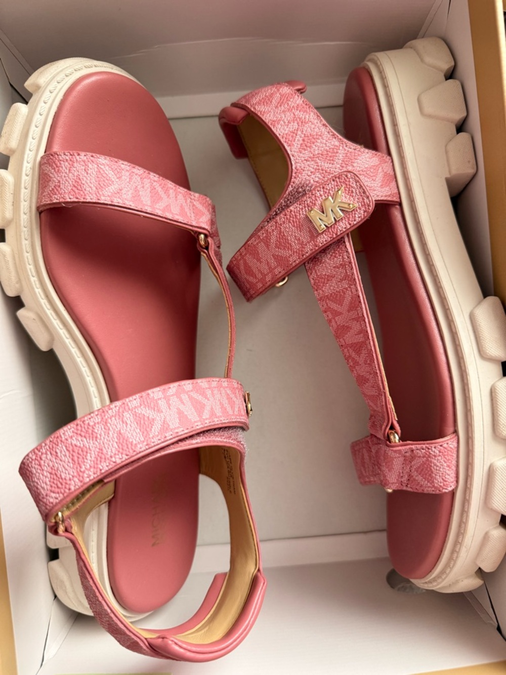 Michael Kors Pink MK Monogram Chunky Platform Sandals